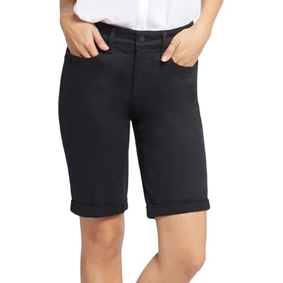 NYDJ Briella 11 Inch Denim Roll Cuffs shorts black size 10 - Picture 1 of 7